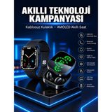 Belle Fusion Mey Ithalat® Yeni Nesil Akıllı Saat ve Ucuz Kaliteli Bluetooth Kablosuz Kulaklık Amoled Ekran - Çok Renkli