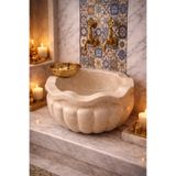 Belle Vie Premium Bej Hamam Kurnası — El Oyması Lüks Osmanlı Tasarımı