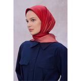 Belli Kırmızı Degrade Desen %100 Twill İpek Eşarp 4224 - 52