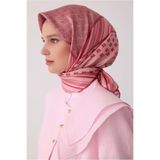 Belli Tivil İpek Eşarp Pudra Pembe 4423 04 Çiçek Desen