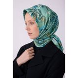 Belli Tivil Saf İpek Eşarp IST 4320 - 50 Mint Yeşili Biber Desen