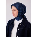 Belli Twill İpek Desenli Eşarp 4325D Geometrik Desen 52-İndigo