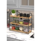 Bello Mutfak Rafı Tezgah Üstü 3'lü Oval 50 Cm Siyah-atlantik Çam Siyah-atlantik Çam