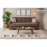 Bellona Lilya Üçlü Koltuk – Bej Renk – Modern Tasarım Yataklı Kanepe - Kahve
