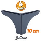 Bellona Mobilya Kanepe Sehpa Puf Koltuk Ayağı 10 Cm Antrasit Baza Ayakları (4 Adet)