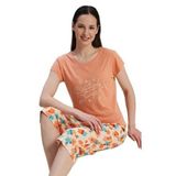Bellora Tasarım Kadın Pijama Takımı Kapri Alt Kısa Kollu Üst Yazlık Rahat Takım S–XL