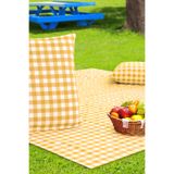 BELMODMODA Sarı Ekose Pötikare Piknik Örtüsü 170*170 2 Adet Piknik Minderi 45*45 Cm Piknik Seti
