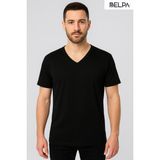Belpa Ersa Iç Giyim Ribana Yarım Kol V Yaka Erkek Atlet 6'Lı, Siyah, XL