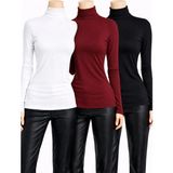 Belpa Kadın 3'lü Uzun Kollu Body - Siyah - Beyaz - Bordo - M