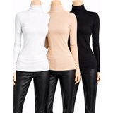 Belpa Kadın 3'lü Uzun Kollu Body - Siyah - Beyaz - Ten - XL