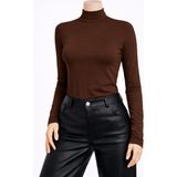Belpa Kadın Kahverengi Uzun Kollu Body Tekli - XL