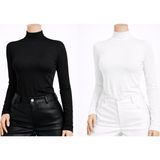 Belpa Kadın Uzun Kollu 2'li Body - Siyah - Beyaz - 2XL