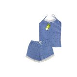 Belpa Sıla Sella Bamboo Kadın Şortlu Pijama Takımı – Askılı Dantel Detaylı, Mavi, L