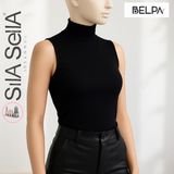 Belpa Sıla Sella Siyah Kadın Boğazlı Atlet - XL