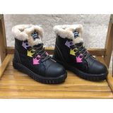 Belpino Star kids Kız Çocuk Renkli Kısa Içi Tüylü Kısa Bot Postal - Siyah