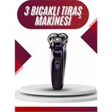 Belsina 3 Bıçaklı Döner Başlıklı Sakal Sıfır Alma Tıraş Makinesi Profesyonel Pasl - BLS1006879-4 - Renkli