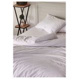 Belsina Home Çift Kişilik,Çizgili Saten Fermuarlı Beyaz Yorgan Kılıfı Nevresim & Sık Dokuma 200x220 Cm %90 PAMUK