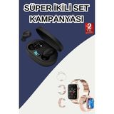 Belsina Nabız Ölçer Hediye Bileklikli Akıllı Saat ve Dijital Göstergeli Bluetooth Kula - BLS1003463-3 - Çok Renkli