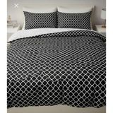 Belsina Pamuklu Çift Kişilik Fermuarlı Nevresim & Yorgan Kılıfı 200X220 cm - Antrasit - Siyah - Beyaz - 200 x 220 cm