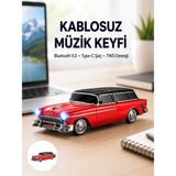 Belsina Vintage Tasarımlı LED Işıklı Bluetooth Hoparlör 10W - BLS1007731-7898 - Çok Renkli