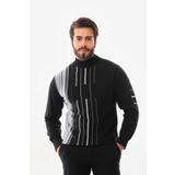 Beluga Erkek Yarım Balıkçı Yaka Çizgili Kazak 42363 Siyah