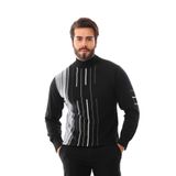 Beluga Erkek Yarım Balıkçı Yaka Çizgili Kazak, Siyah, L