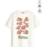Belya Kids Wear Kız Çocuk Tam Kalıp Bara Tasarım 50 Oversize Tişört - Çok Renkli - 4 - 5 Yaş