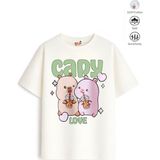 Belya Kids Wear Kız Çocuk Tam Kalıp Bara Tasarım 54 Oversize Tişört - Çok Renkli - 9 - 10 Yaş
