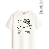 Belya Kids Wear Kız Çocuk Tam Kalıp Hello Tasarım 47 Oversize Tişört - Çok Renkli - 7 - 8 Yaş