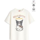Belya Kids Wear Kız Çocuk Tam Kalıp Hello Tasarım 48 Oversize Tişört - Çok Renkli - 4 - 5 Yaş