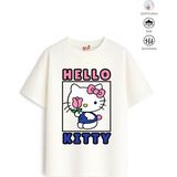 Belya Kids Wear Kız Çocuk Tam Kalıp Hello Tasarım 49 Oversize Tişört - Çok Renkli - 9 - 10 Yaş