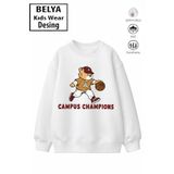 Belya Kids Wear Trend Çocuk Erkek Model Tam Kalıp Oversize Basket ayıcık 2 İplik Pamuğa Pamuk Kumaş Sweatshirt 22