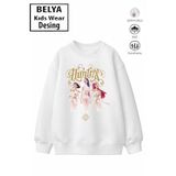 Belya Kids Wear Trend Çocuk Kız Model Tam Kalıp Oversize Hun Tasarım 2 İplik Pamuğa Pamuk Kumaş Sweatshirt 9