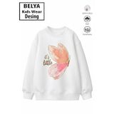 Belya Kids Wear Trend Çocuk Kız Model Tam Kalıp Oversize Kelebek 2 İplik Pamuğa Pamuk Kumaş Sweatshirt 26