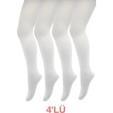 Belyy Socks 4'lü Mikro 60 Denye Kız Çocuk Külotlu Çorap - Beyaz - 9 - 10 Yaş