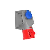Bemis BC1-3504-2537 4/32A 3P+E 380V CEE Norm IP44 90 Derece Eğik Pano Prizli Duvar Prizi