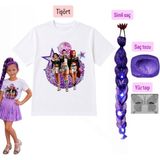 Bemora Kids Kpop Baskılı Huntrix Iblis Avcıları Baskılı Tişört + Rumi Mor Simli Saç +Yüz Taşı+Saç Tozu Set Parti Doğum Günü Kız Çocuk Giyim - Çok Renkli - 7 - 8 Yaş