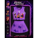 Bemora Kids Kpop Huntrix Mor Etek Bluz Alt Üst 2 Li Takım Şort Etek - 3 - 4 Yaş
