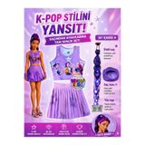 bemora kids kpop huntrix mor etek bluz alt üst 2 li takım şort etek + kpop huntrix rumi mor simli saç + yüz taşı + mor saç tozu seti