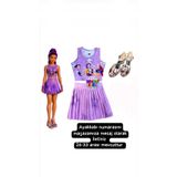 bemora kids kpop huntrix mor etek bluz alt üst 2 li takım şort etek + kpop huntrix topuklu ayakkabı kız çocuk ayakkabı etek bluz seti