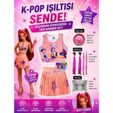 Bemora Kids Kpop Huntrix Pembe Etek Bluz Alt Üst 2 Li Takım Şort Etek + Kpop Huntrix Mira Pembe Simli Saç + Yüz Taşı + Pembe Saç Tozu Seti - 3 - 4 Yaş