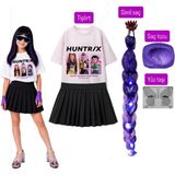 Bemora Kids Kpop Rumi Huntrix Iblis Avcıları Baskılı Tişört + Mor Balon Etek +Rumi Mor Simli Saç +Yüz Taşı+Saç Tozu Set Parti Doğum Günü - 7 - 8 Yaş