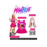 bemora kids manifest pembe etek bluz alt üst 2 li takım şort etek takım manifest lidya peruk - yüz taşı seti - manifest topuklu ayakkabı parti konser doğum günü plaj giyim