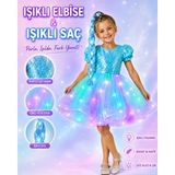 Bemora Kids Payetli Mavi Işıklı Elbise Işıklı Saç 2 Li Takım Kostüm Elsa Prenses Düğün Bayram Parti Doğum Günü Özel Gün - 5 Yaş
