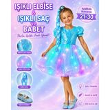 Bemora Kids Payetli Mavi Işıklı Elbise Işıklı Saç Elsa Mavi Babet Ayakkabı 3 Lü Takım Kostüm Elsa Prenses Düğün Bayram Parti Doğum Günü Özel Gün - 4 Yaş