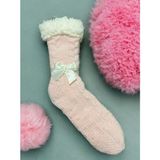 Bemp 36-41 Numara Kadın Kaydırmaz Taban Polar Triko Ev Çorabı - 35 - 40 - 01-Pembe