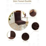 Bemrax Piti Kare Desenli Sandalye Kılıfı - 45 x 45 x 50 cm - Koyu Kahve