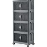 Bemy Ticaret 4 Kat Portatif Organizer Tekerlekli Çok Amaçlı Katlanabilir Dolap, Kapaklı Düzenleyici Raf Mutfak, Banyo, Genç Odası, Garaj ve Ardiye Için Toparlayıcı Ünite, Tekerlekli (Antrasit)