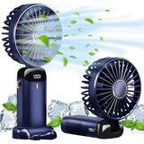 Bemy Ticaret El Vantilatörü, USB Şarj Edilebilir Kişisel Fan, 4800MAH, 90° Katlanabilir Mini Masa Fanı, LED Dijital Ekranlı 5 Hız Çok Fonksiyonlu Fan Dış Mekan Iç Mekan Için (Mavi)
