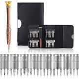 Bemy Ticaret Home 25 Parça Hassas Tornavida Seti, Deri Çantalı, Krom-Vanadyum Çelik, Pc/laptop/telefon/gözlük Tamir Seti, Torx/düz/yıldız Uçlu